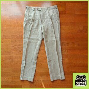 Jack Victor Riviera Sport 100% Linen Pants 40 Beige Mens Pleated Cuffed Summer